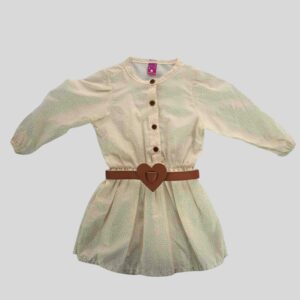 Vestido falda enterizo correa corazon beige botones bebe