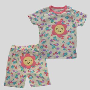 Conjunto rosado blanco flor sonriente camsia pantalón carters