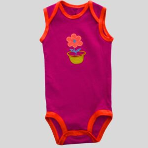 Body Manga Sisa Flor Fucsia Liso Claro