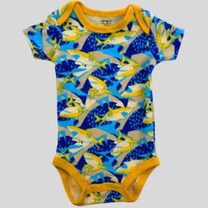 Body Manga Corta Azul Estampado Tiburones Carters