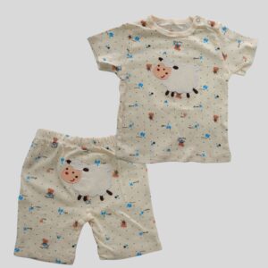 Conjunto Oveja camisa pantalon beige algodón carters